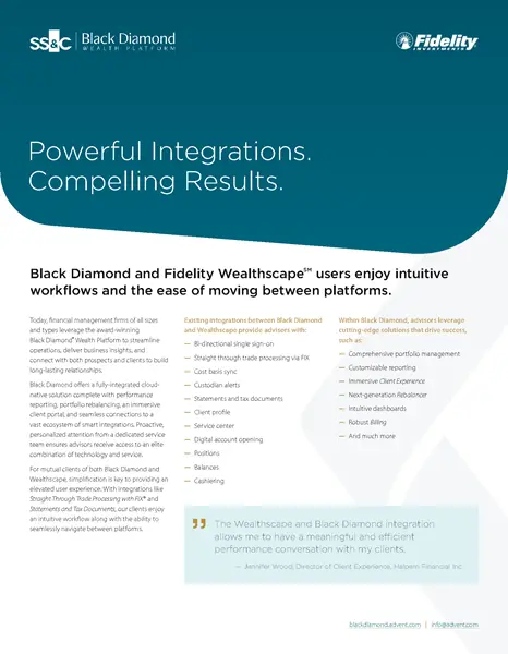 Black Diamond + Fidelity Wealthscape Integrations Brief