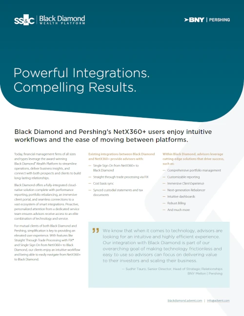 Black Diamond + Pershing NetX360 Integrations Brief