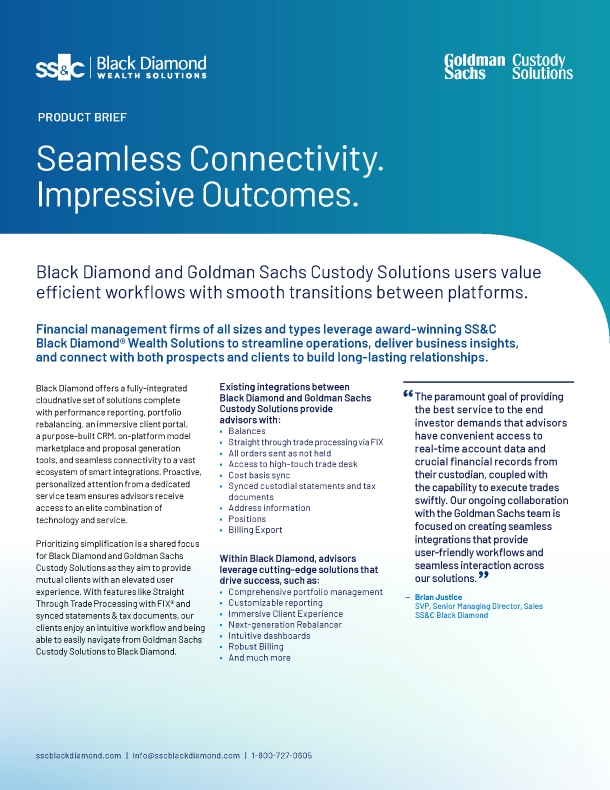 Black Diamond + Goldman Sachs Integration Brief
