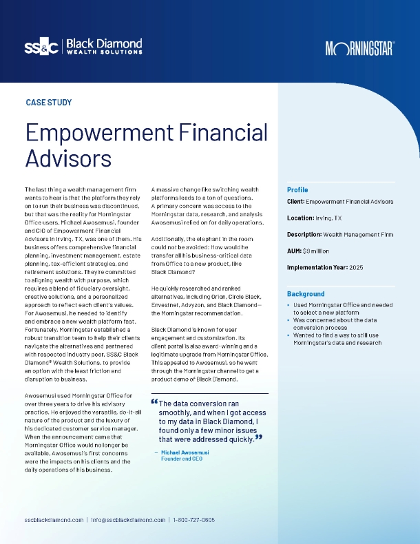 Morningstar Client Case Study: Empowerment Financial Advisors
