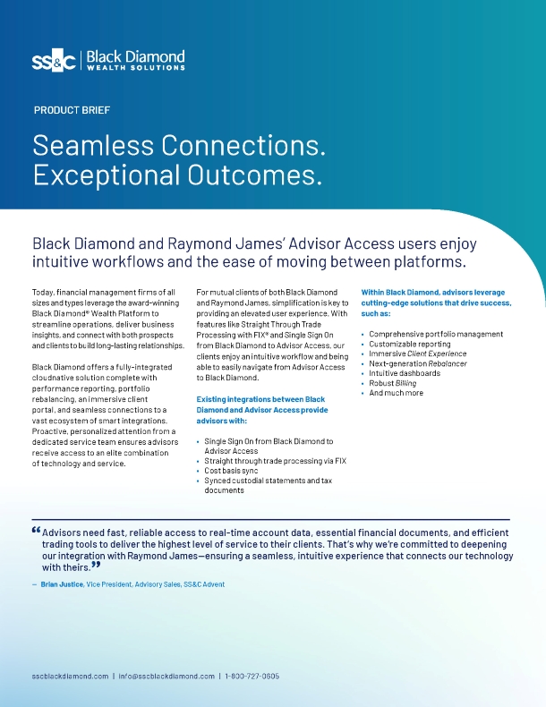 Black Diamond + Raymond James Integration Brief